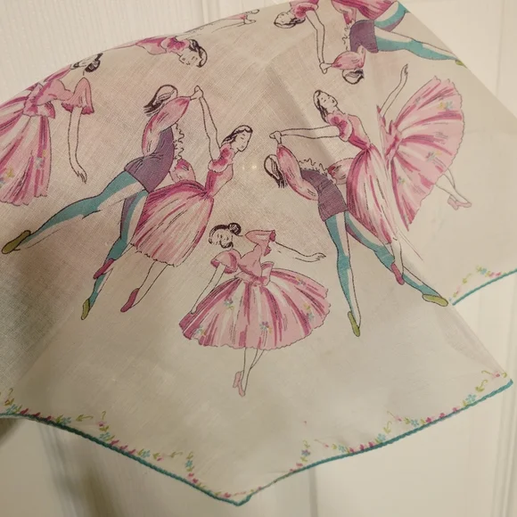 Ballerina Hankie ~ Handkerchief ~ Vintage ~ MCM ~ Pretty! - Picture 13 of 16